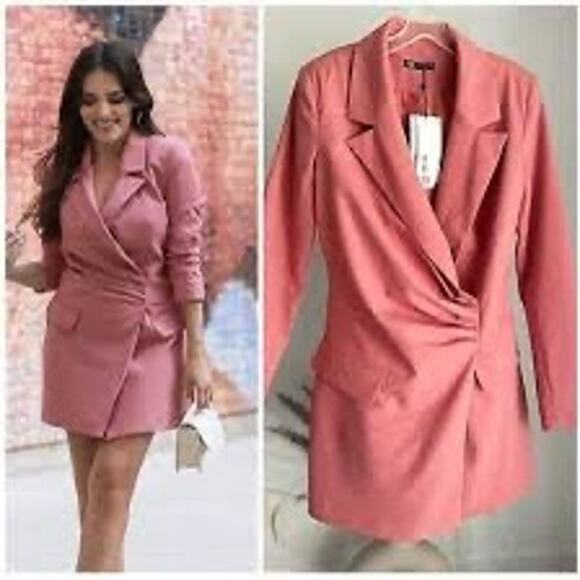 ZARA BLAZER DRESS IN PINK SIZE SMALL NWT - Picture 1 of 9
